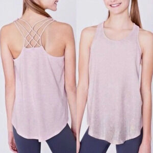 Ivivva Quiet Moments Tank Top Shirt Pink  Heathered Metallic Foil Splatter Sz 10